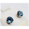 Image 2 : 14KT. YELLOW GOLD 5.9MM NATURAL BLUE TOPAZ EARRINGS, 1.8CTS, RETAIL $400.00