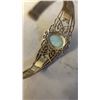 Image 3 : .925 STERLING SILVER BANGLE WITH BLUE STONE, MARKED "PTI 925 INDIA"