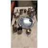 Image 1 : LOT OF SILVER PLATE, TEAPOTS, PLATTER, CREAM AND SUGAR