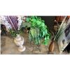 Image 1 : 2 VASES AND PLANTER WITH ARTIFICIAL PLANTS