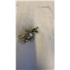 Image 2 : VINTAGE SILVER TONE DANGLING BEAR PENDANT/BROOCH WITH AMBER STONE