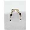 Image 3 : 9KT. YELLOW GOLD NATURAL IOLITE & DIAMOND HOOP EARRINGS, RETAIL $500.00