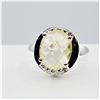 Image 1 : STERLING SILVER 11.8MM X 9.7MM NATURAL LEMON QUARTZ (3.77CTS) & WHITE SAPPHIRE COCKTAIL RING, W/A $5