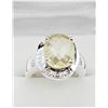 Image 2 : STERLING SILVER 11.8MM X 9.7MM NATURAL LEMON QUARTZ (3.77CTS) & WHITE SAPPHIRE COCKTAIL RING, W/A $5