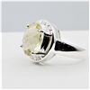 Image 3 : STERLING SILVER 11.8MM X 9.7MM NATURAL LEMON QUARTZ (3.77CTS) & WHITE SAPPHIRE COCKTAIL RING, W/A $5
