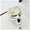 Image 7 : STERLING SILVER 11.8MM X 9.7MM NATURAL LEMON QUARTZ (3.77CTS) & WHITE SAPPHIRE COCKTAIL RING, W/A $5