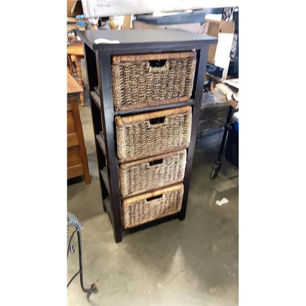 ORGANIZER SHELF WITH 4 WICKER BSKET DRAWERS