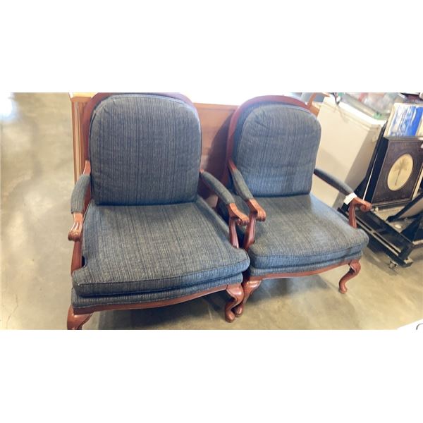 PAIR OF WOOD FRAMED ACCENT CHAIRS