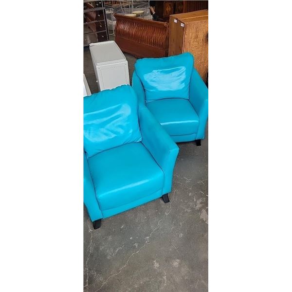 2 TEAL BUCKET CHAIRS