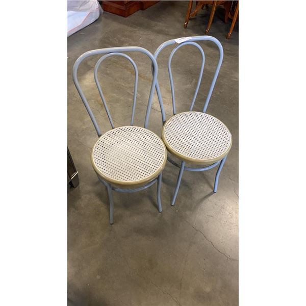 2 FERROUS RATTAN SEAT CHAIRS