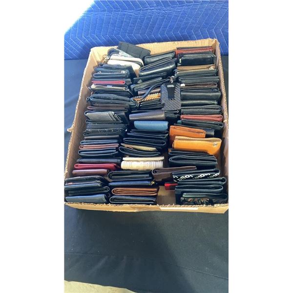 BOX OF LOST PROPERTY MENS WALLETS, CARD HOLDERS AND MORE