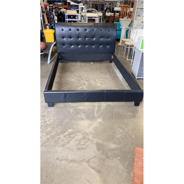 BLACK LEATHER LOOK QUEEN SIZE FRAME ONLY