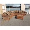 Image 1 : BROWN MICROFIBER PILLOWBACK SECTIONAL SOFA  WITH OTTOMAN