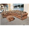 Image 2 : BROWN MICROFIBER PILLOWBACK SECTIONAL SOFA  WITH OTTOMAN