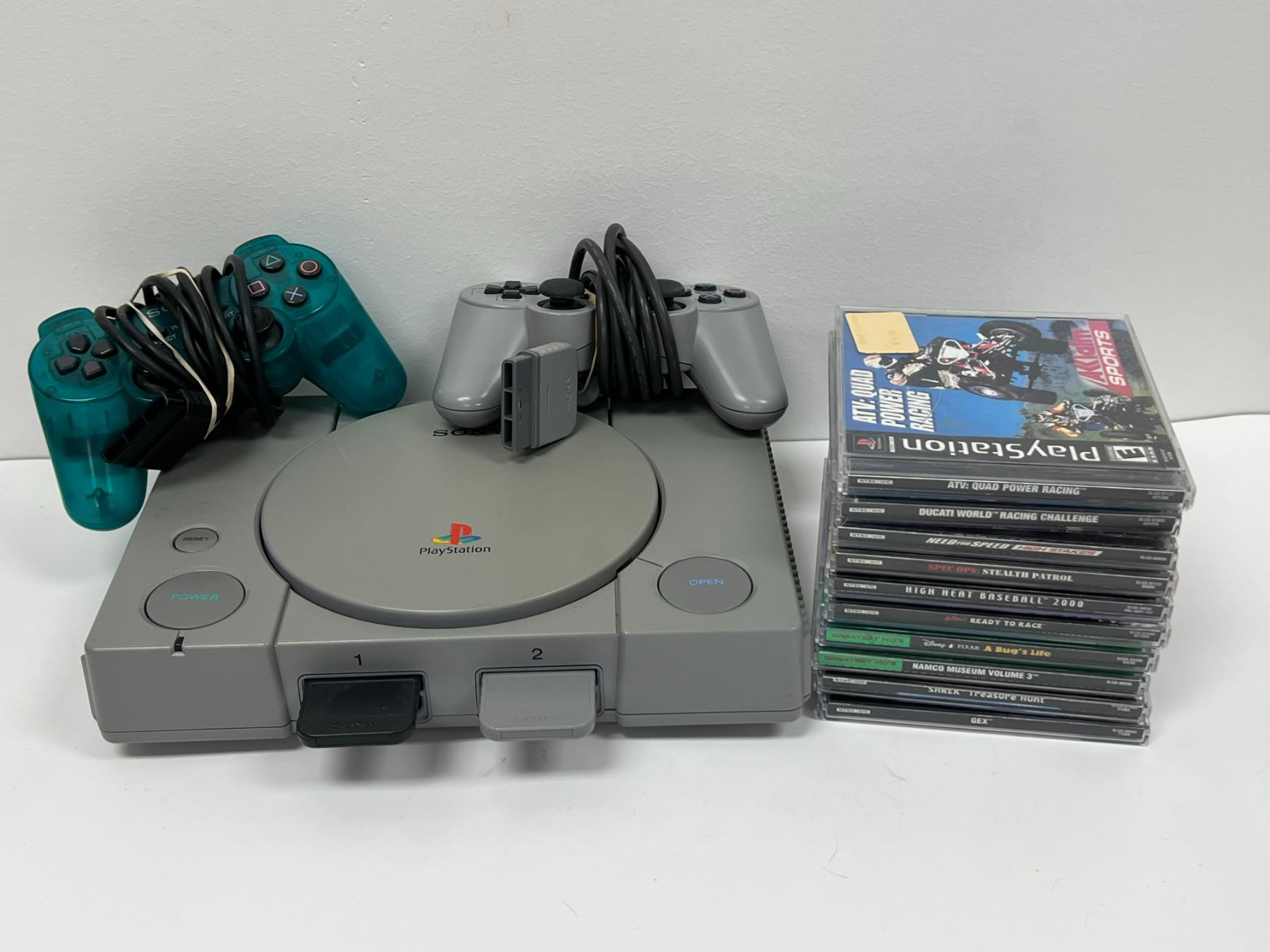 Sony Playstation Video Game Console 10 Games 2 Controllers & 2 memory cards