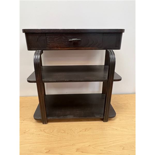 Art Deco Wood Entry / Side Table with drawer Approx 22x11.75" & 22"T