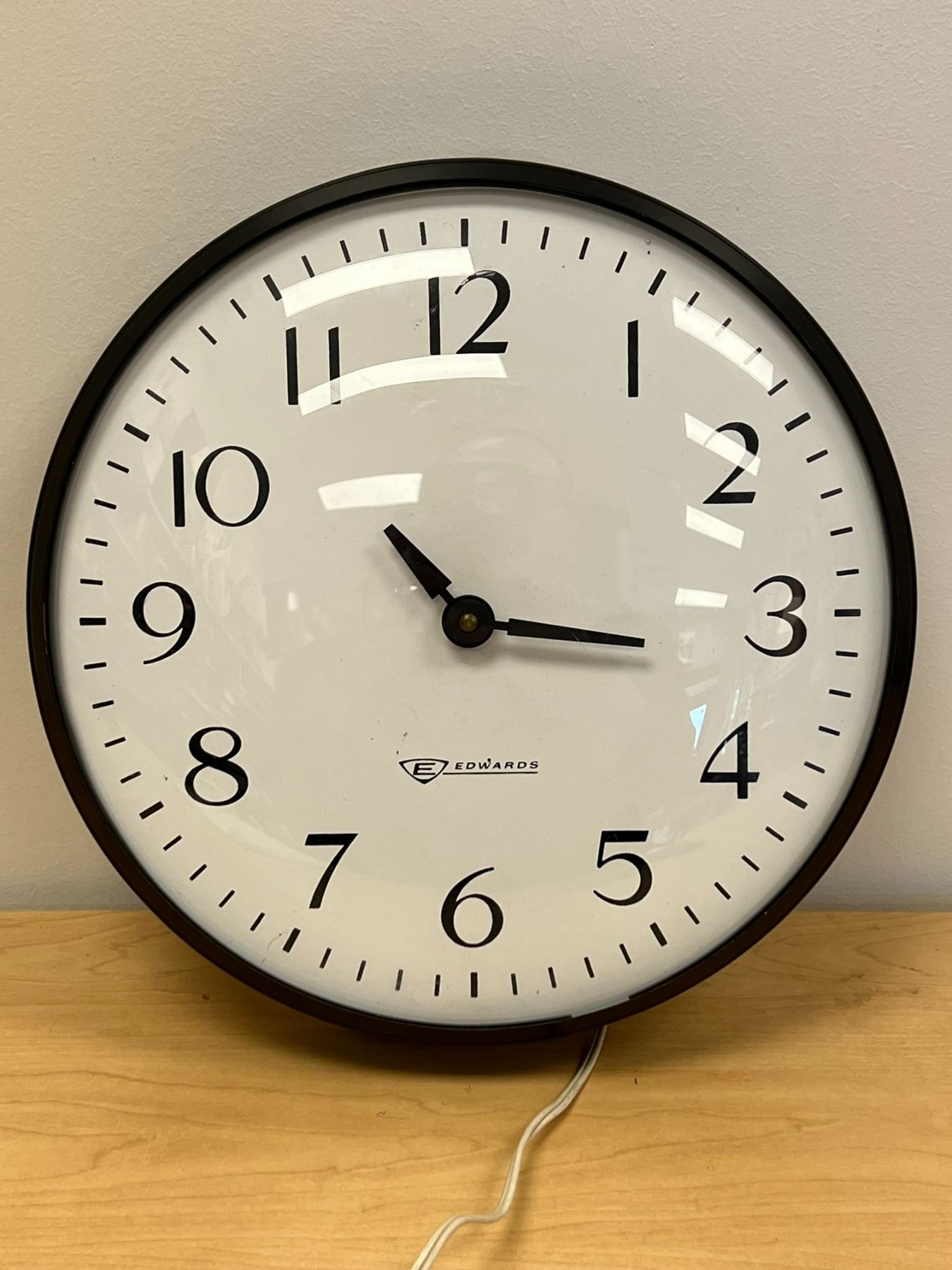 Vintage Edwards Industrial / School Electric Wall Clock 13"