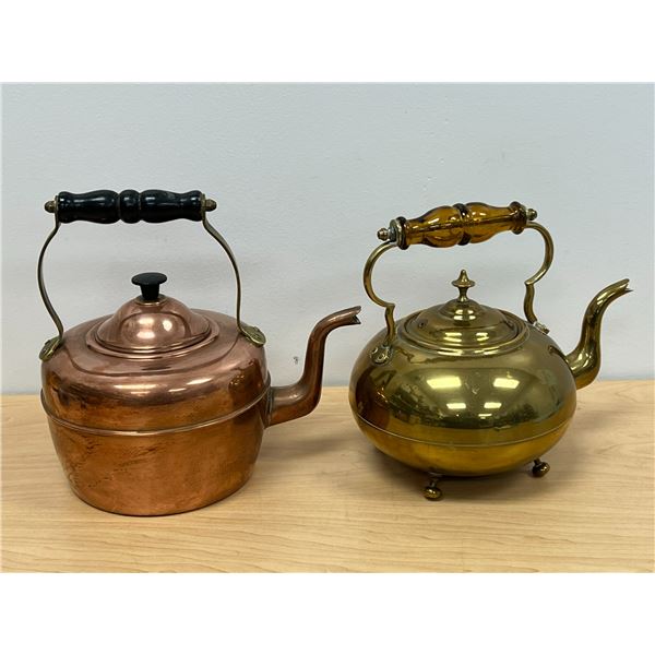 Copper & Brass Teapots Tea pots (tall approx 9"T 9.5"W)