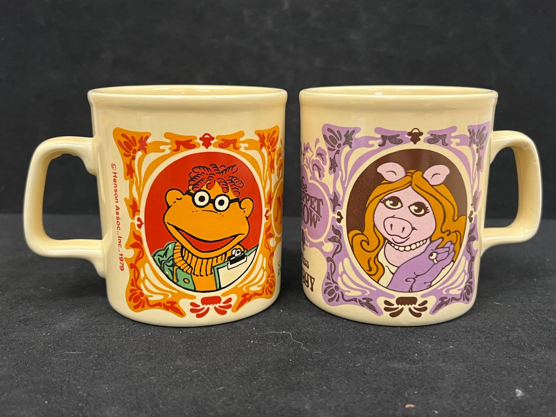2 Vintage The Muppet Show Miss Piggy & Scooter Kiln Craft Coffee Mugs