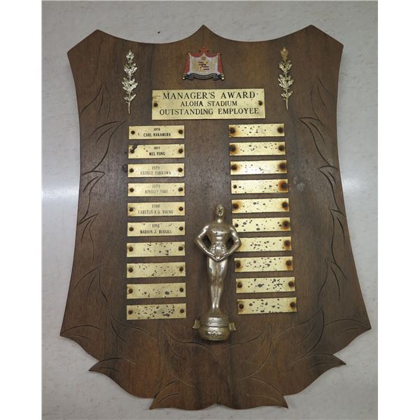 Manager's Award Aloha Stadium Outstanding Employee Plaque 15"x19"