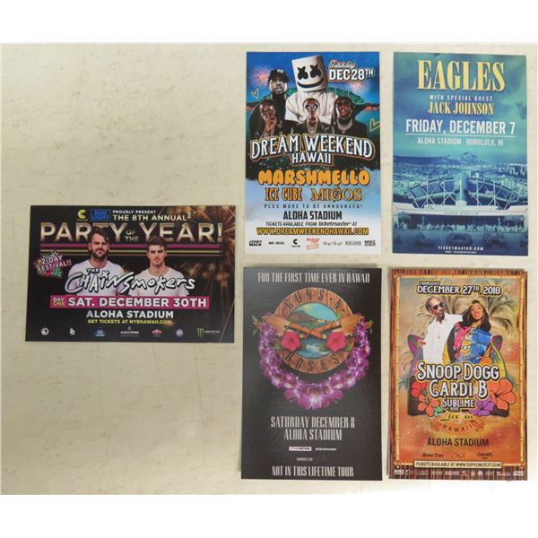 Qty 5 Promo Cards: Eagles, Snoop Dogg, Ice Cube, Guns & Roses, Chain Smokers 6"x4"