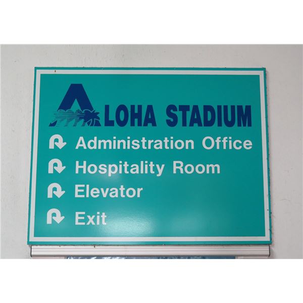 Aloha Stadium Sign: Administration & Hospitality Room, Elevator & Exit 24"x18"