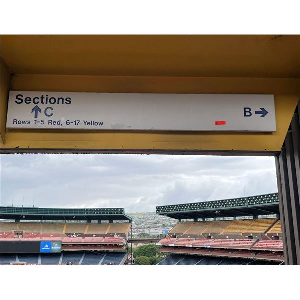 Section Sign C & B w/ Arrows, Rows 1-5 Red, 6-17 Yellow, 85"x12"