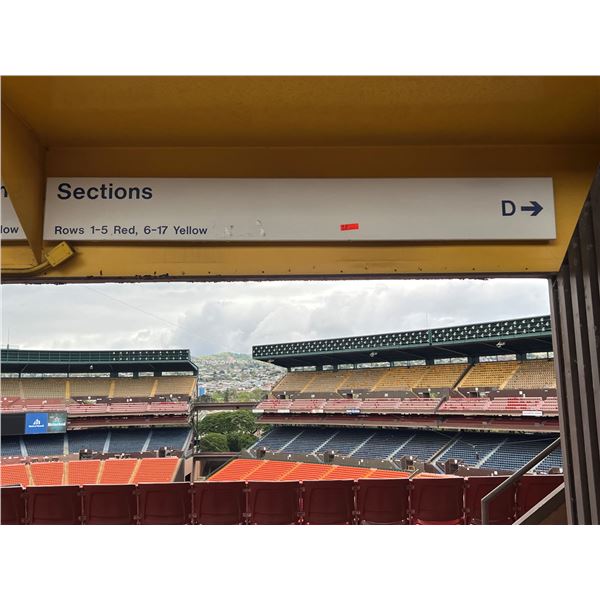 Section Sign D w/ Arrow, Rows 1-5 Red, 6-17 Yellow, 93"x12"