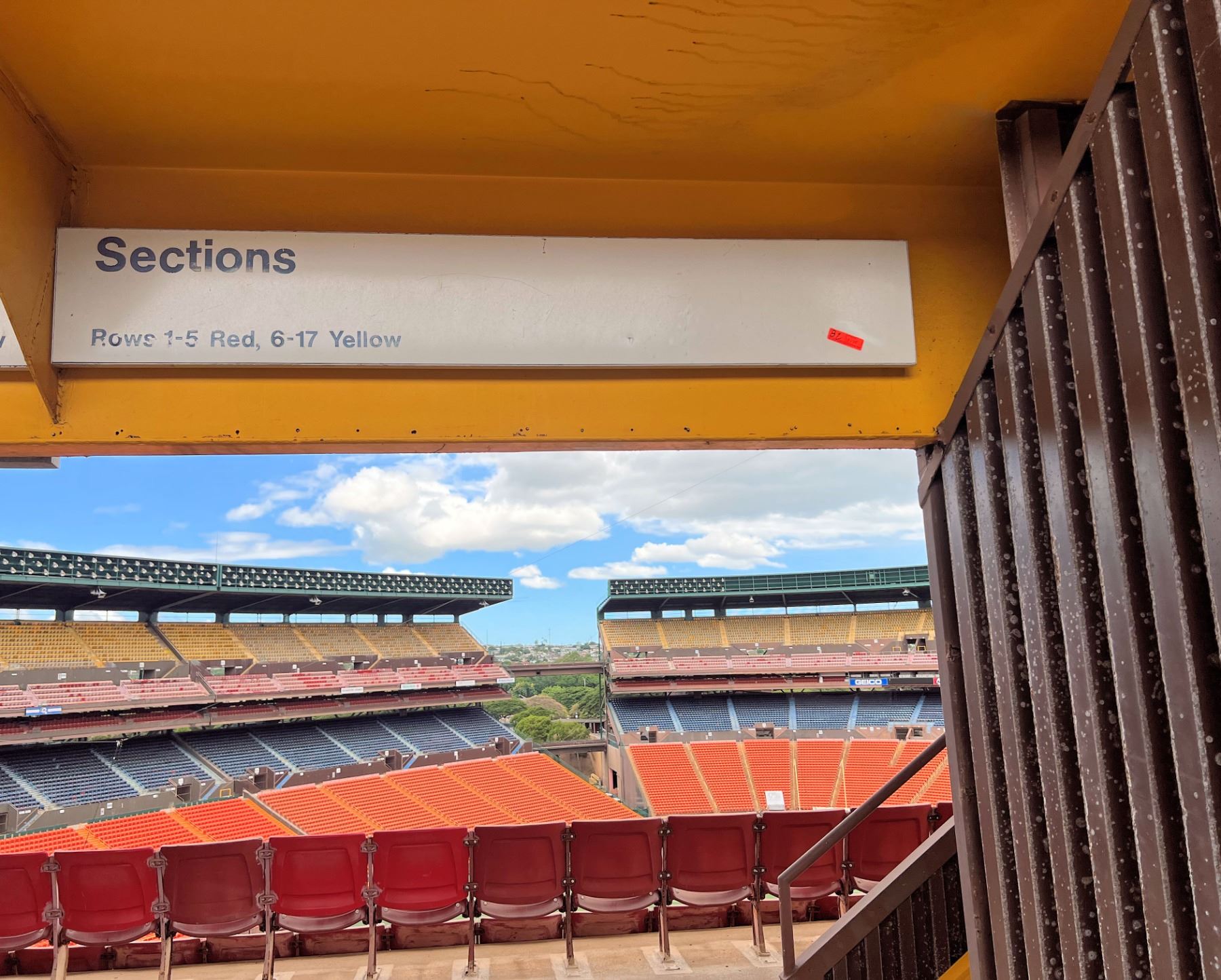 Section Sign, Rows 1-5 Red, 6-17 Yellow, 75