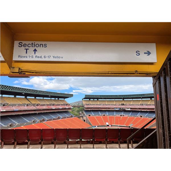 Section Sign T & S w/ Arrows, Rows 1-5 Red, 6-17 Yellow, 94"x12"