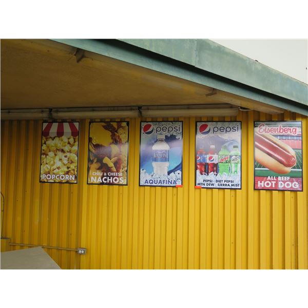 Qty 5 Concession  Signs: Nachos, Popcorn, Pepsi, Hot Dog, Aquafina 24"x36"