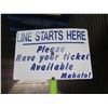 Image 1 : Line Starts Here Sign, Please Have Your Ticket Available Mahalo! 18"x12"
