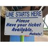 Image 1 : Line Starts Here Sign, Please Have Your Ticket Available Mahalo! 18"x12"
