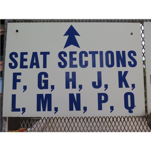 Seat Sections F, G, H, J, K, L, M, N, P, Q w/ Arrow Sign 35"x24"