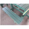Image 4 : Wooden Green Picnic Table w/ 3 Attached Benches 84"x66"x30"H