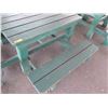 Image 2 : Wooden Green Picnic Table w/ 3 Attached Benches 84"x66"x30"H