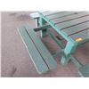 Image 3 : Wooden Green Picnic Table w/ 3 Attached Benches 84"x66"x30"H