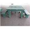 Image 5 : Wooden Green Picnic Table w/ 3 Attached Benches 84"x66"x30"H