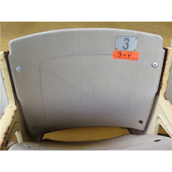 Aloha Stadium Seat Back, "Yellow" (badly faded), Section R, Row 7, Seat 3