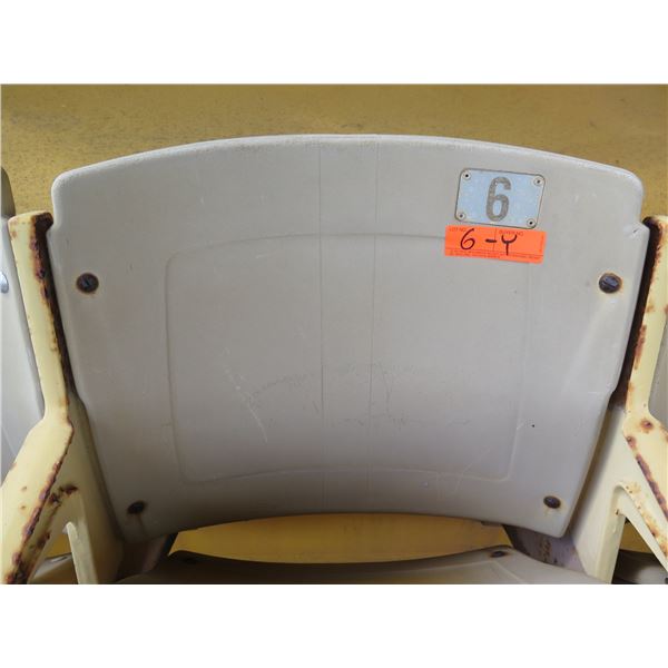 Aloha Stadium Seat Back, "Yellow" (badly faded), Section R, Row 7, Seat 6