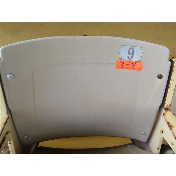 Aloha Stadium Seat Back, "Yellow" (badly faded), Section R, Row 7, Seat 9