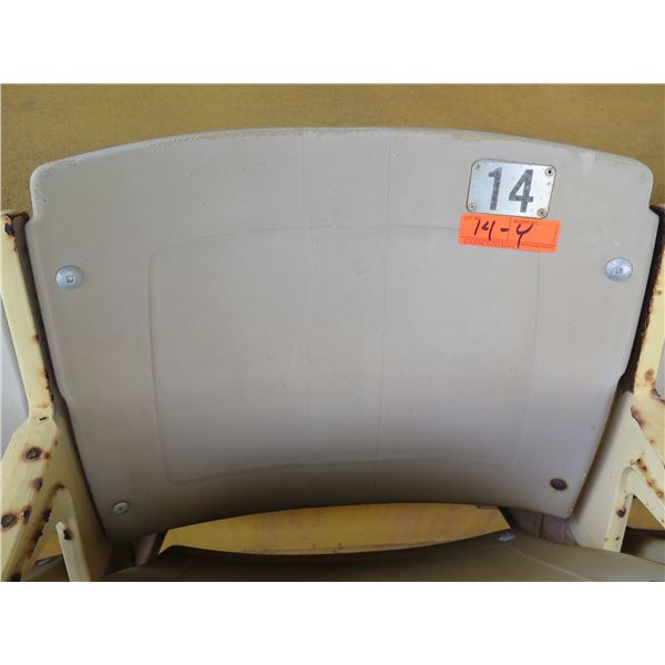 Aloha Stadium Seat Back, "Yellow" (badly faded), Section R, Row 7, Seat 14