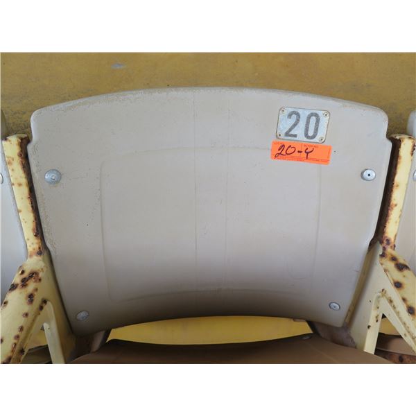 Aloha Stadium Seat Back, "Yellow" (badly faded), Section R, Row 7, Seat 20