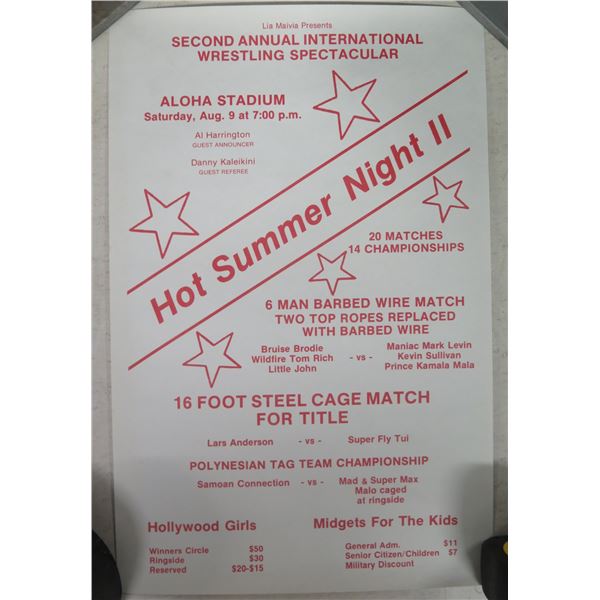 Second Annual International Wrestling Spectacular Hot Summer Night 11"x17"