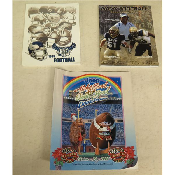 Qty 3 Programs: Rice 1999 Football, Navy 2009 Media Guide & Aloha/Oahu Bowl Doubleheader