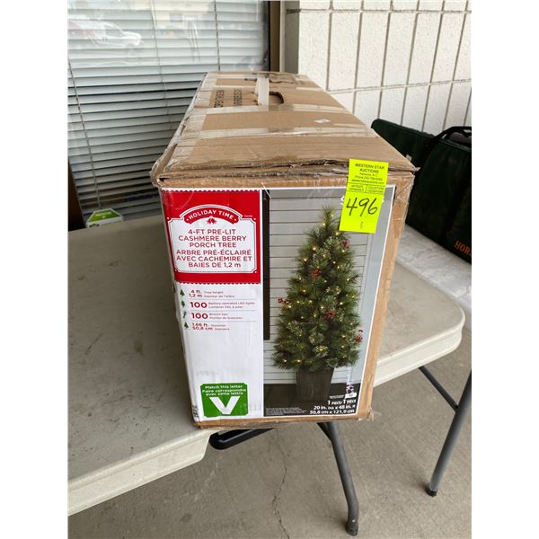 4ft pre lit Cashmere berry porch tree