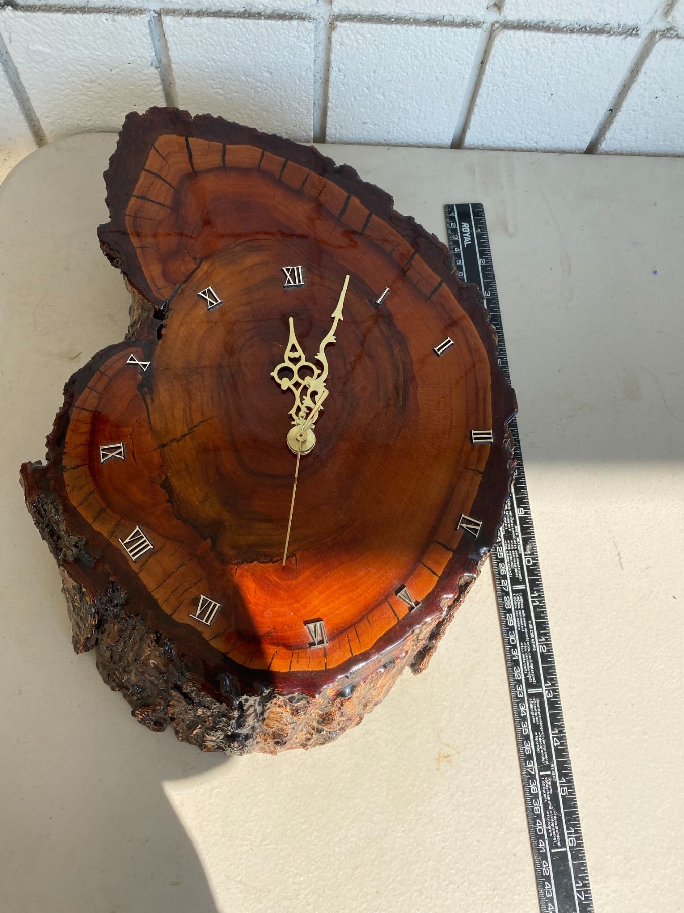 Burl wood clock