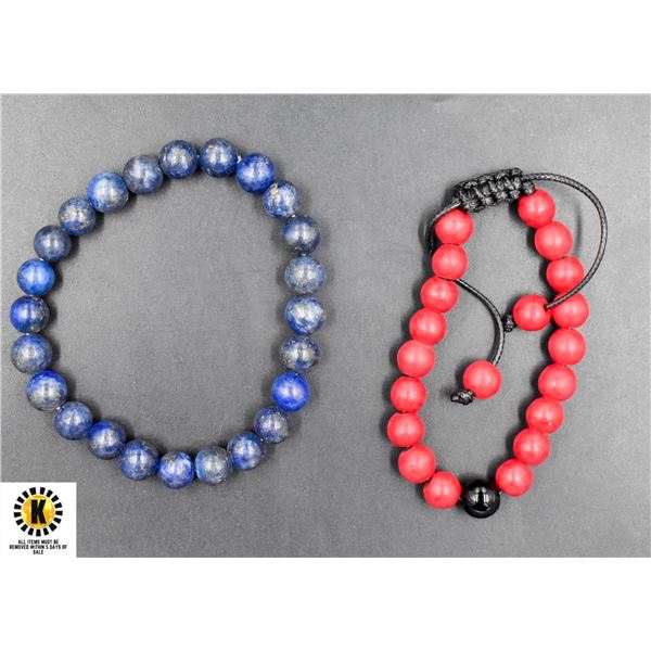#129-NATURAL BLUE SODALITE,BLACK AGATE, RED TURQUO
