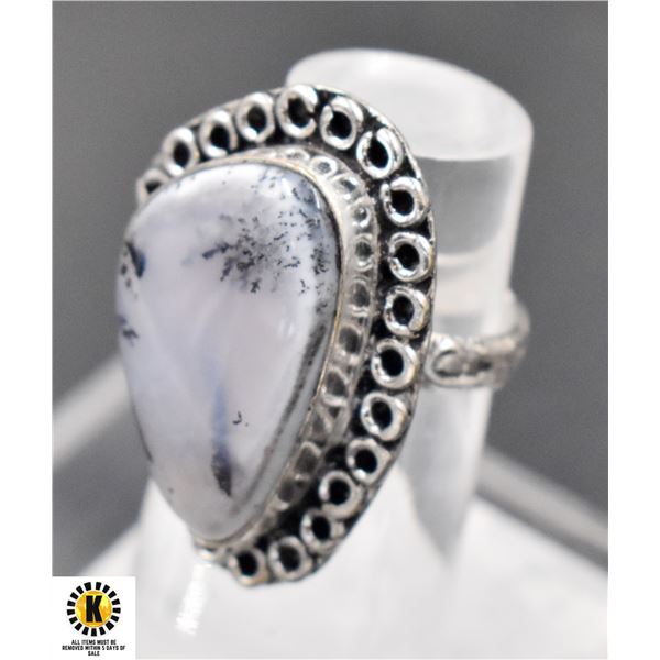 #385-NATURAL DENTRIC OPAL RING SIZE 6.25