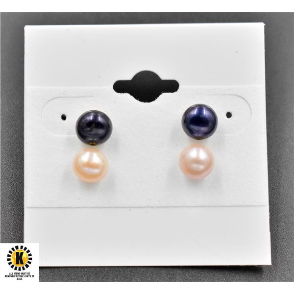 #87-NATURAL FRESH WATER PEARL EARRINGS 7MM